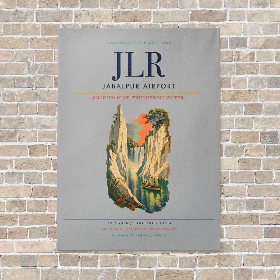 Jabalpur Airport JLR vertical canvas print - no frame - light gray background