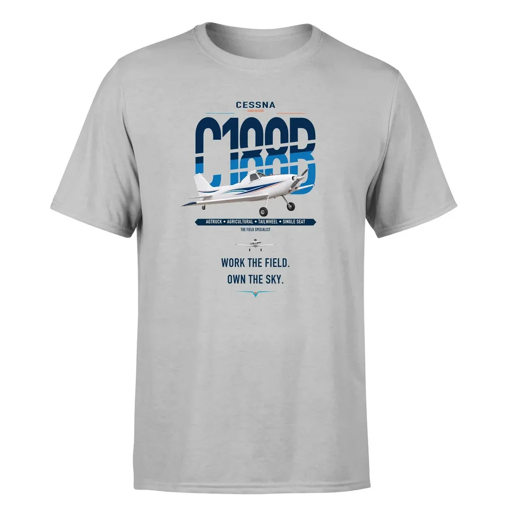 Cessna A188B AgTruck design on light gray t-shirt, single-side print