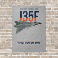 Thumbnail for Saab J 35F Draken vertical canvas print - no frame - light gray background