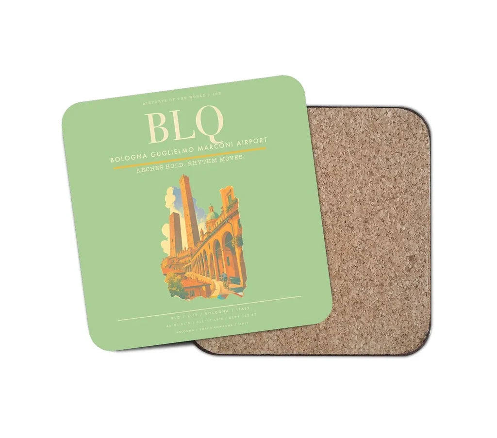 Bologna Guglielmo Marconi Airport BLQ Coaster 1-Piece - Light Green