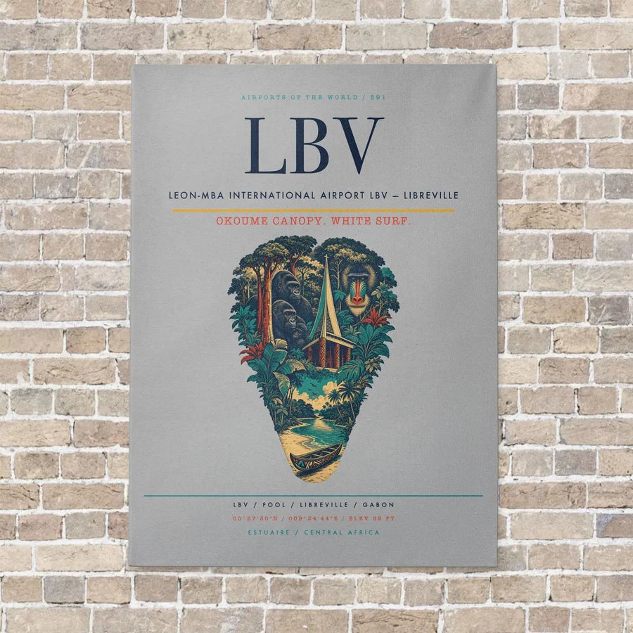 Leon-Mba International Airport LBV — Libreville vertical canvas print - no frame - light gray background
