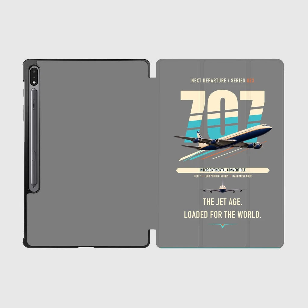Boeing 707-320C design on gray samsung tablet tablet case