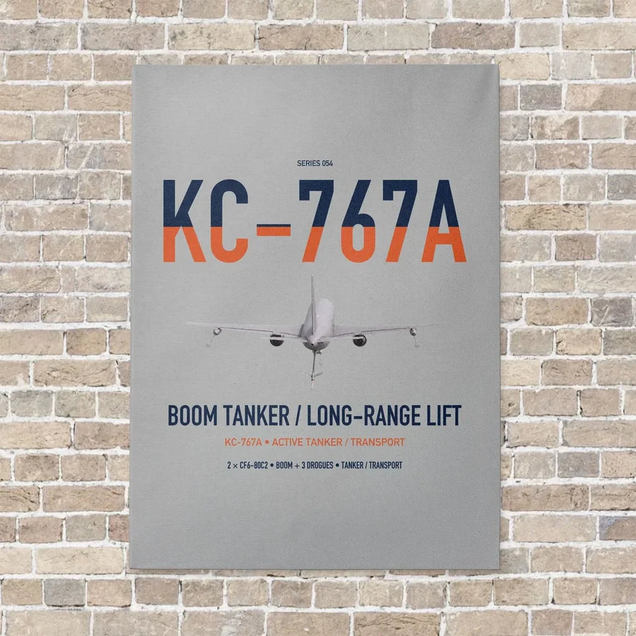 Boeing KC-767A vertical canvas print - no frame - light gray background