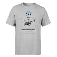 Thumbnail for Robinson R44 Raven II design on light gray t-shirt, single-side print