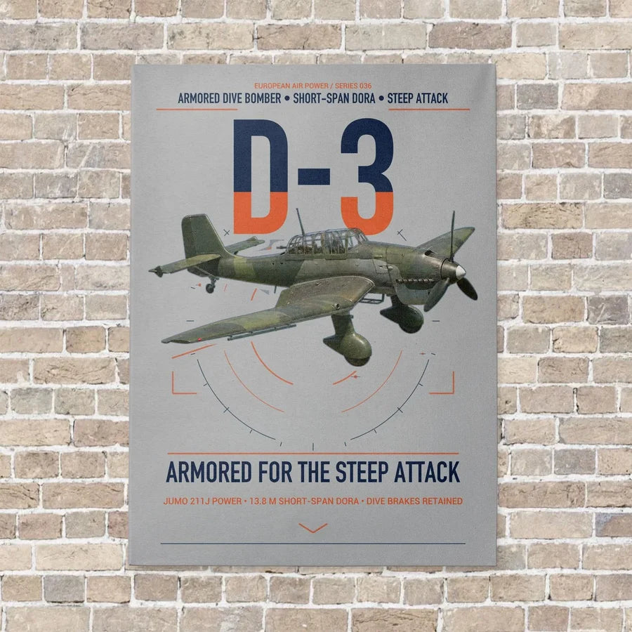 Junkers Ju 87D-3 vertical canvas print - no frame - light gray background