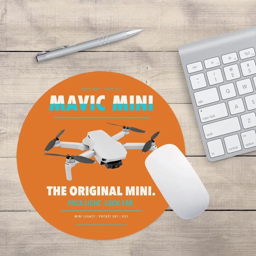 DJI Mavic Mini design on orange round mouse pad