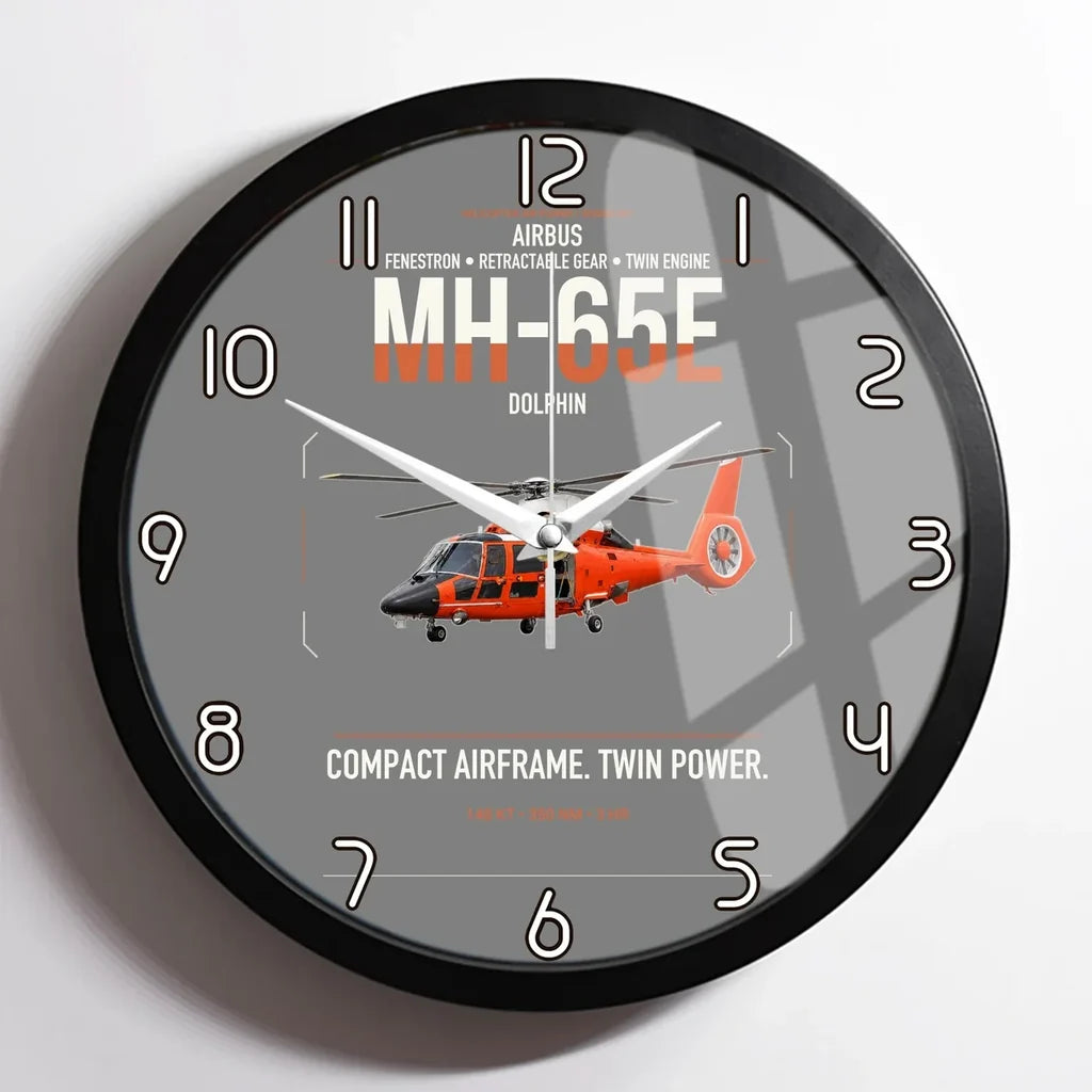 Airbus MH-65E Dolphin design on gray framed wall clock