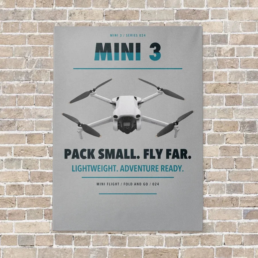 DJI Mini 3 vertical canvas print - no frame - light gray background