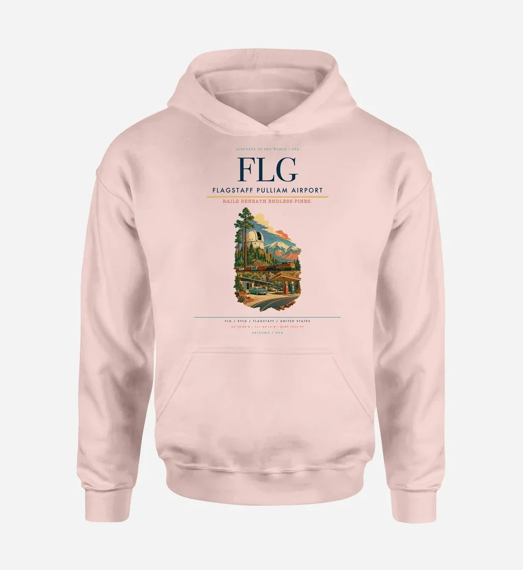 Flagstaff Pulliam Airport (FLG) design on pink hoodie single-side print