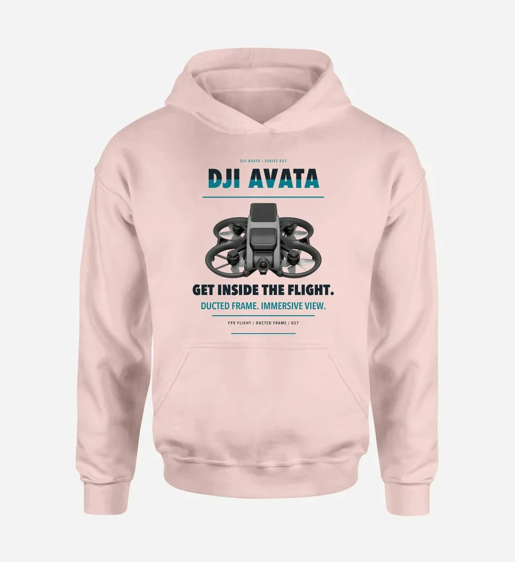 DJI Avata design on pink hoodie single side