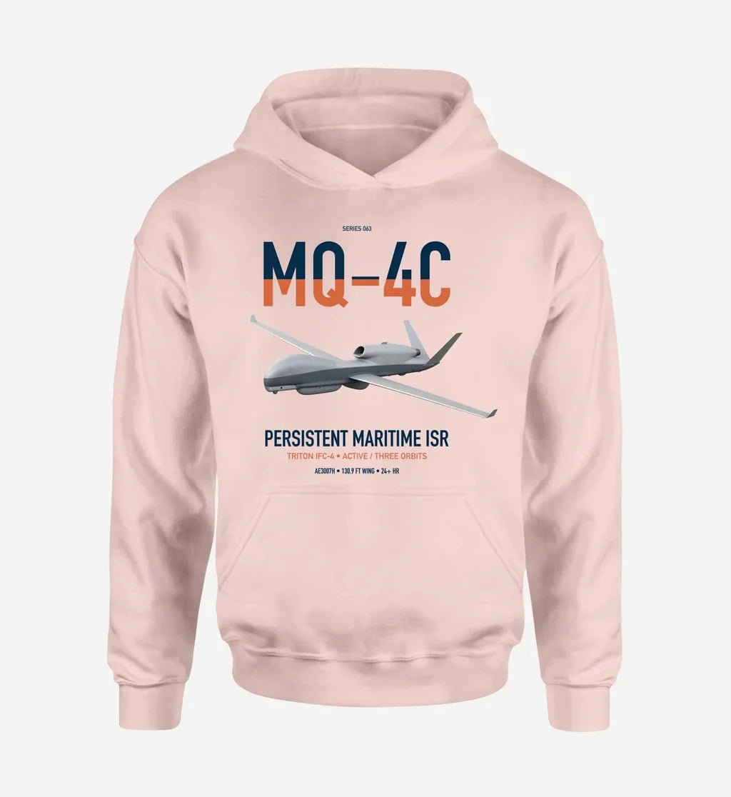 MQ-4C Triton IFC-4 design on pink double-side hoodie, single-side print