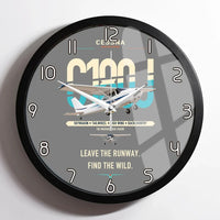 Thumbnail for Cessna 180J Skywagon design on gray framed wall clock