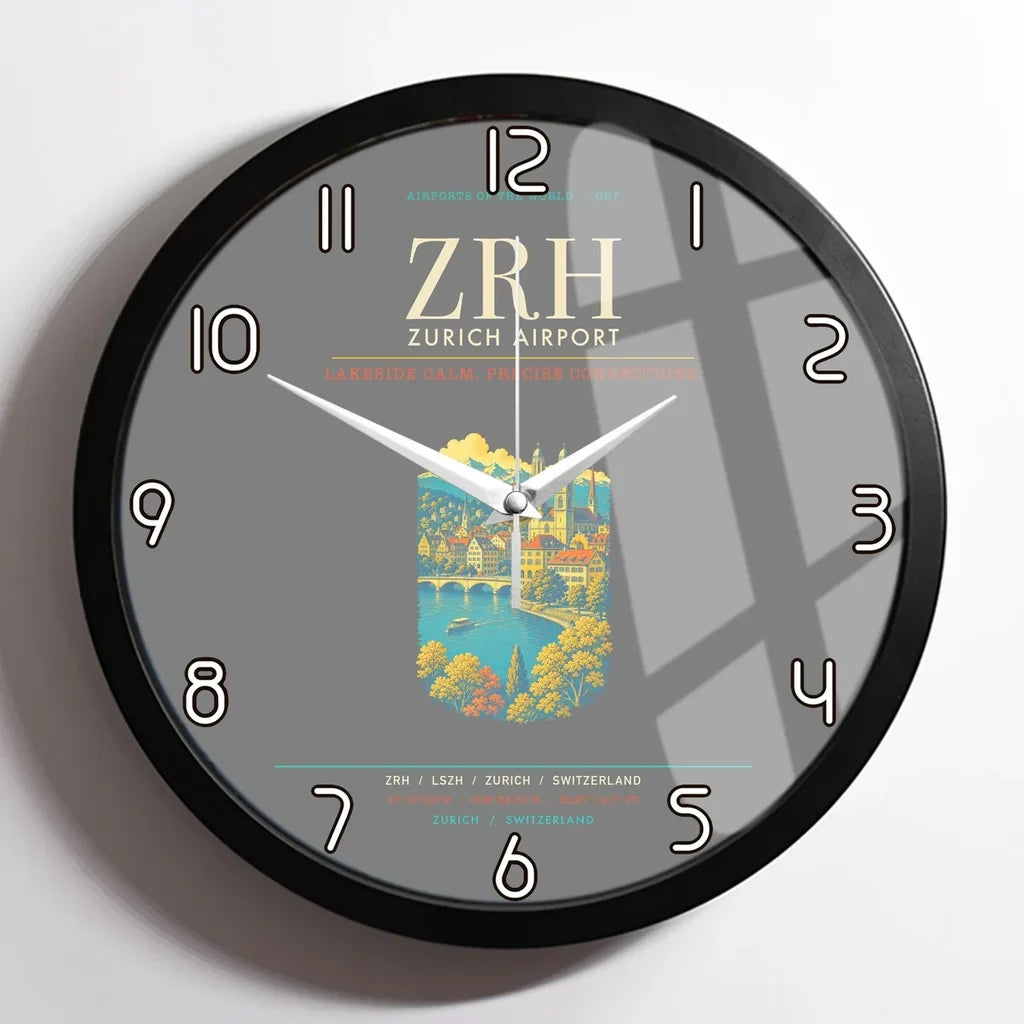 Zurich Airport ZRH Wall-Clock Framed - Gray
