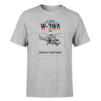 Thumbnail for PZL-Świdnik W-3WA Sokół design on light gray t-shirt, single-side print
