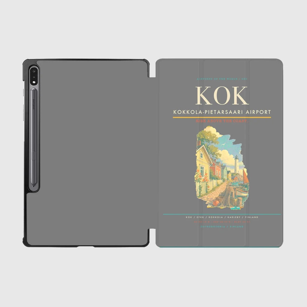 Kokkola-Pietarsaari Airport (KOK) design on gray samsung tablet tablet case