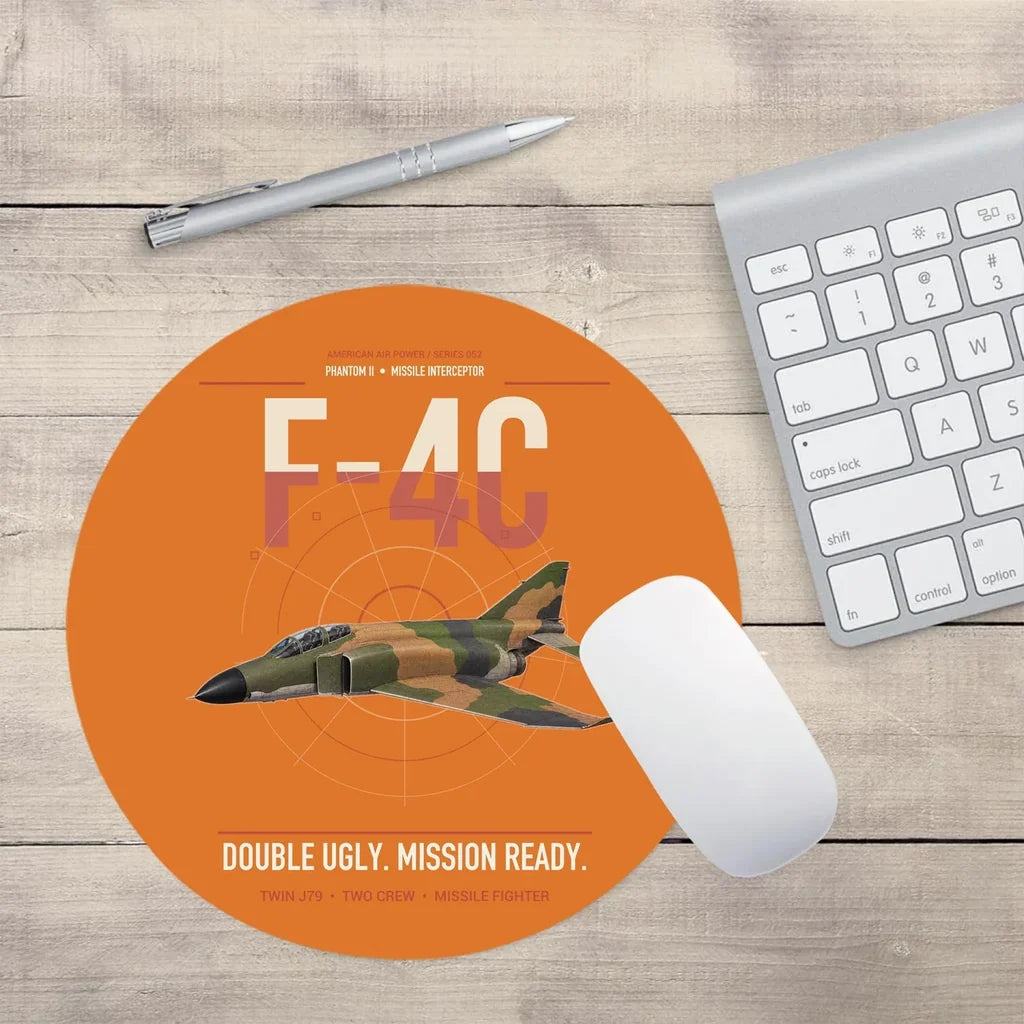F-4C Phantom II design on orange round mouse pad