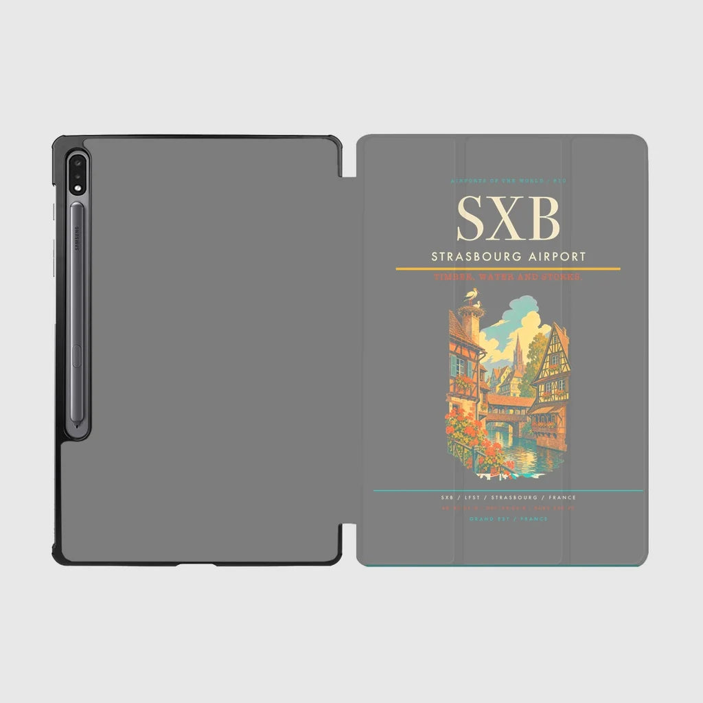 Strasbourg Airport (SXB) design on gray samsung tablet tablet case