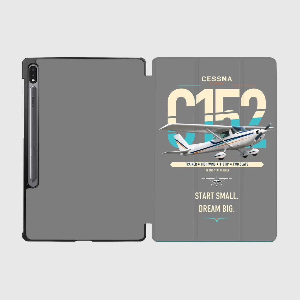 Cessna 152 design on gray samsung tablet tablet case