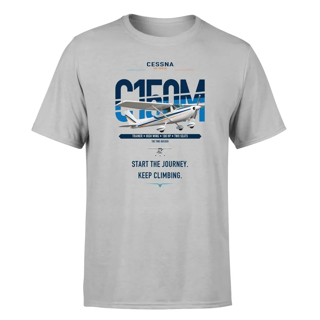 Cessna 150M design on light gray t-shirt, single-side print
