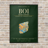 Thumbnail for Boise Airport BOI - Canvas Framed - Dark Green