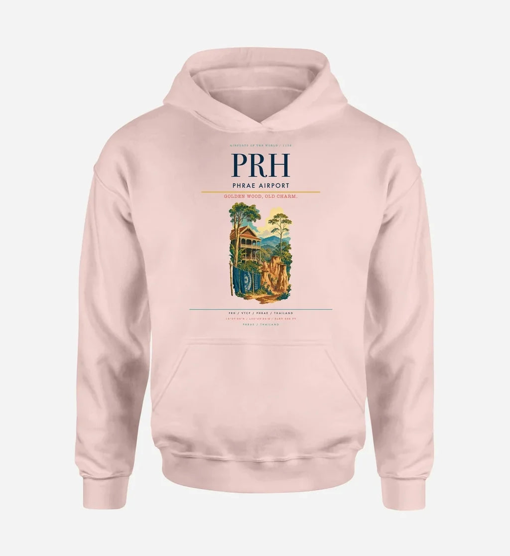 Phrae Airport (PRH) design on pink hoodie single-side print
