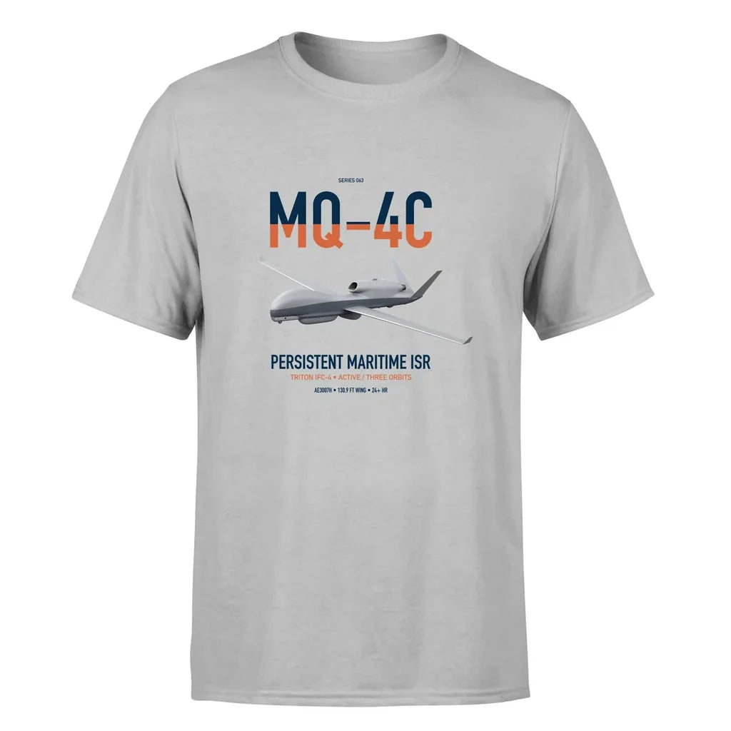 MQ-4C Triton IFC-4 design on light gray double-side t-shirt, single-side print