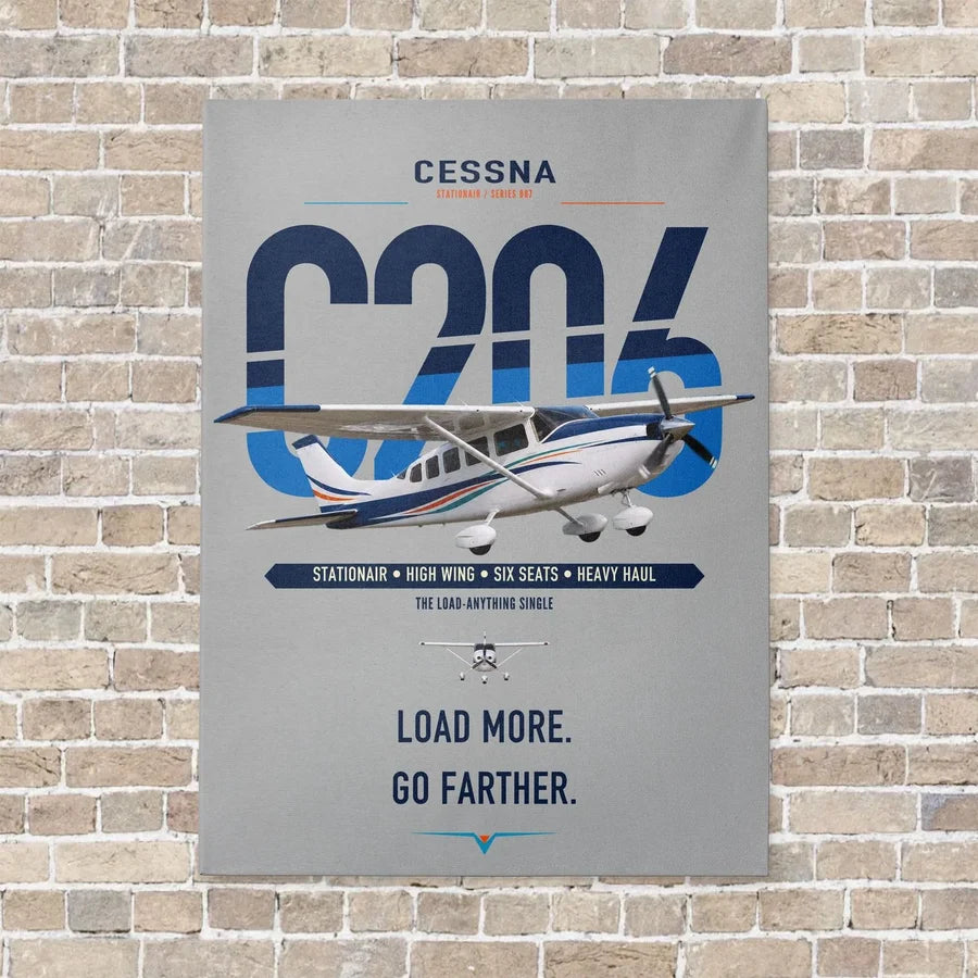 Cessna 206 Stationair vertical canvas print - no frame - light gray background