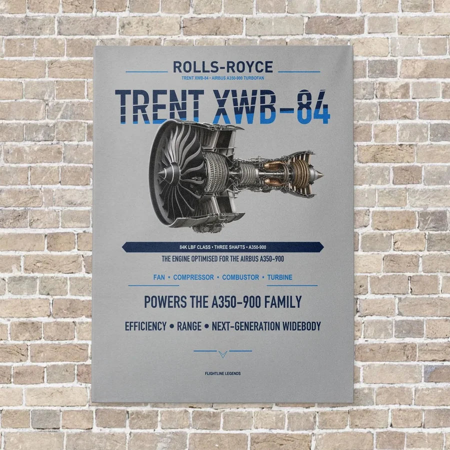 TRENT XWB-84 vertical canvas print - no frame - light gray background