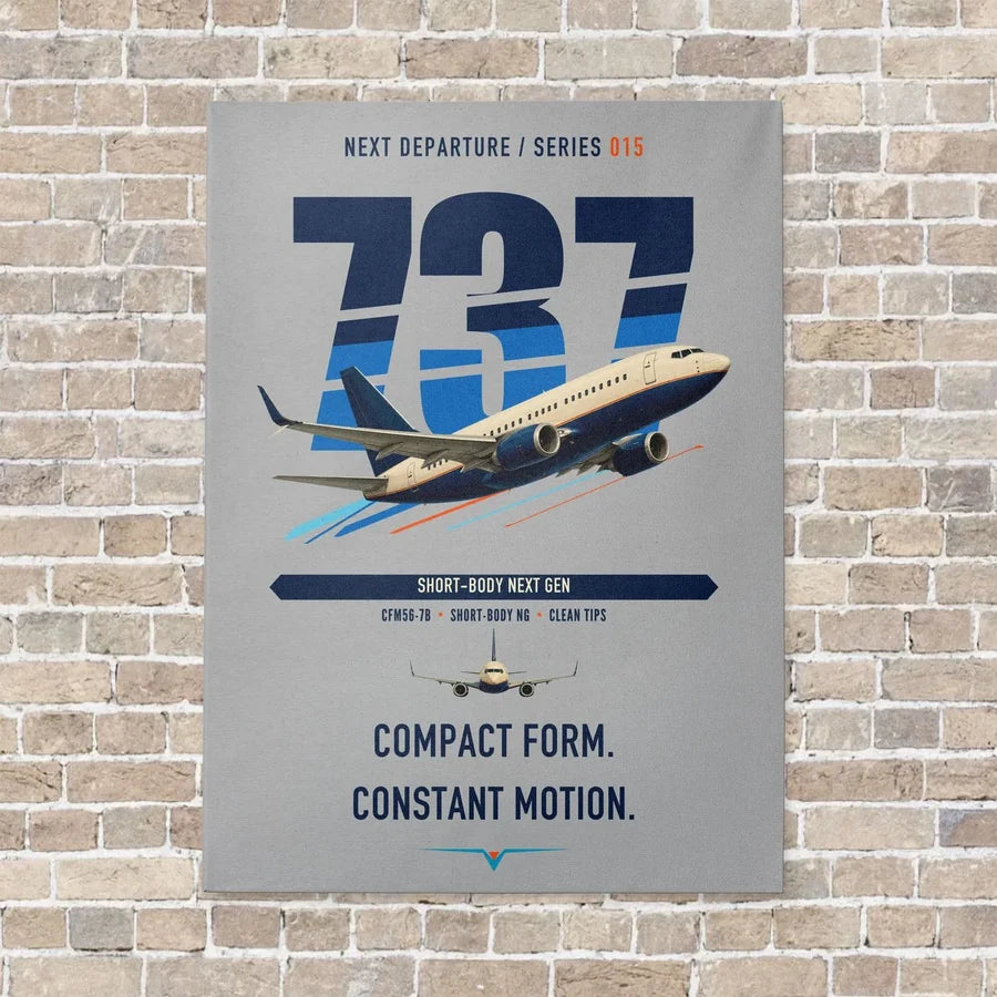 Boeing 737-700 NG vertical canvas print - no frame - light gray background