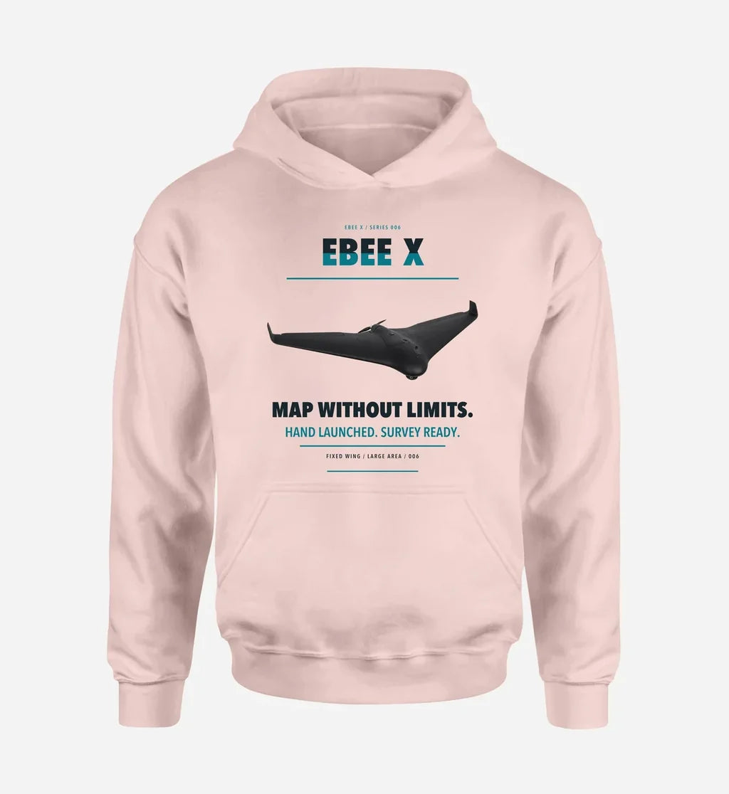AgEagle eBee X design on pink hoodie single side