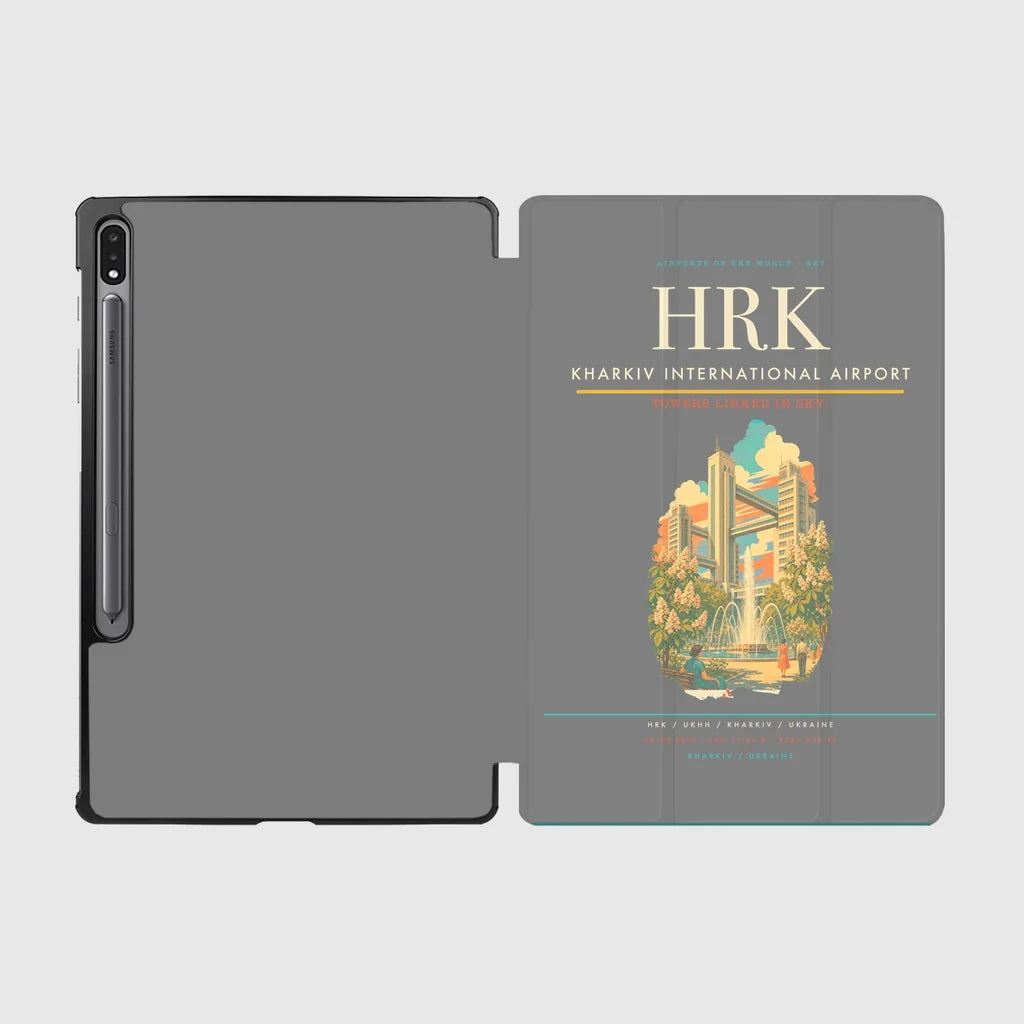 Kharkiv International Airport (HRK) design on gray samsung tablet tablet case