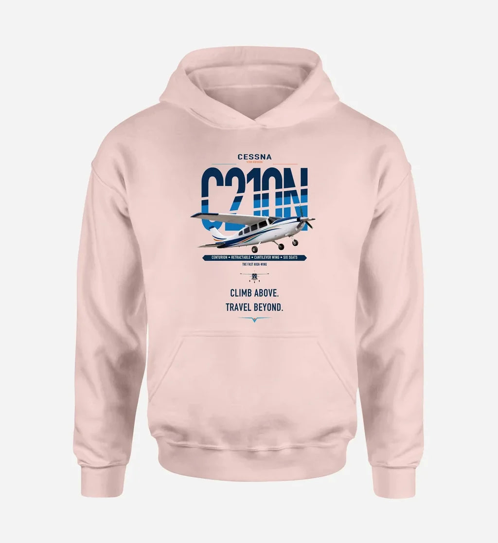 Cessna T210N Centurion design on pink double-side hoodie, single-side print