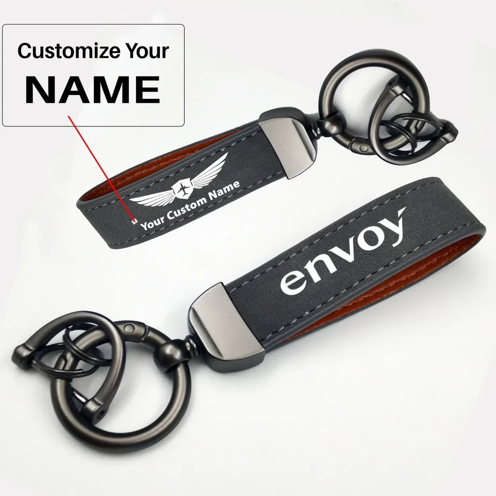Envoy Air Horseshoe Buckle key chain, Gray + Name