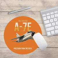Thumbnail for A-7E Corsair II design on orange round mouse pad