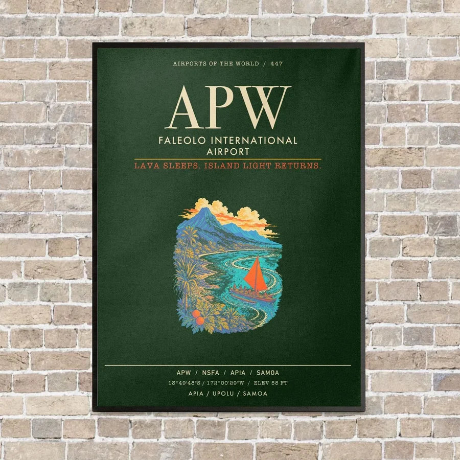 Faleolo International Airport APW - Canvas Framed - Dark Green
