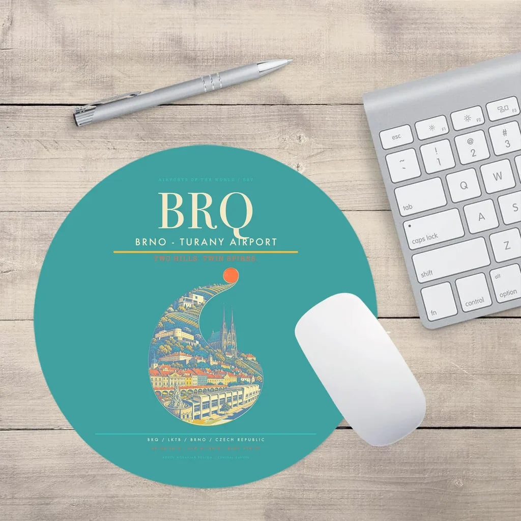 Brno - Turany Airport BRQ Mouse-Pad Round - Turquoise