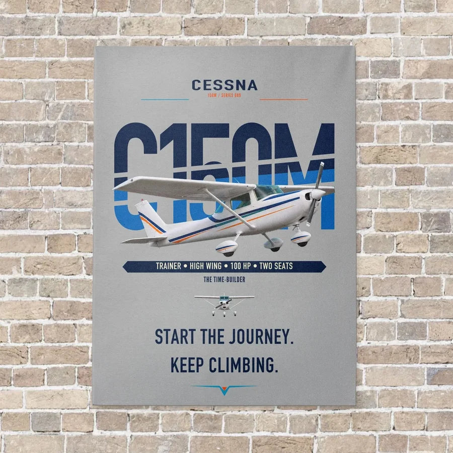 Cessna 150M vertical canvas print - no frame - light gray background