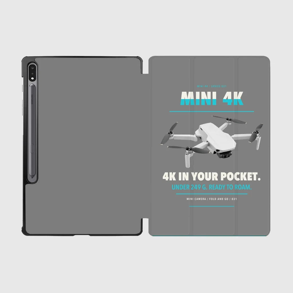 DJI Mini 4K design on gray samsung tablet tablet case