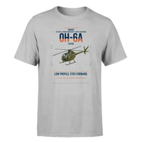 Thumbnail for Hughes OH-6A Cayuse design on light gray t-shirt, single-side print