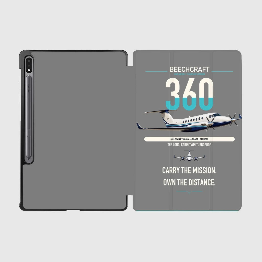 Beechcraft King Air 360 design on gray samsung tablet tablet case