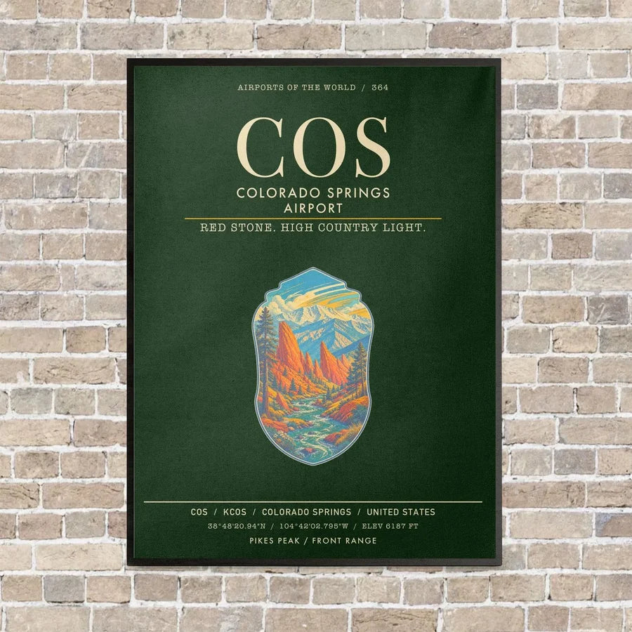 Colorado Springs Airport COS - Canvas Framed - Dark Green
