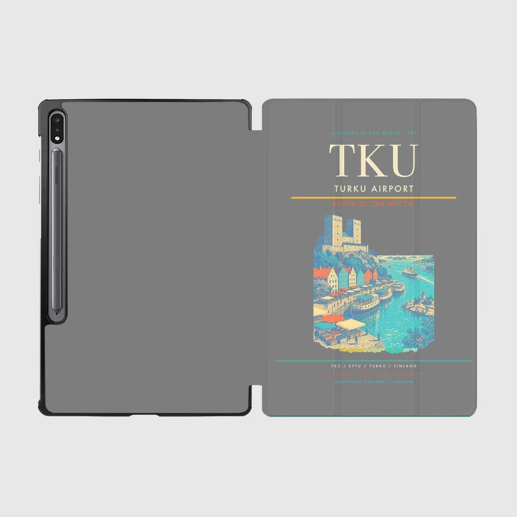 Turku Airport (TKU) design on gray samsung tablet tablet case