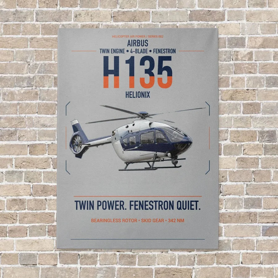 Airbus H135 vertical canvas print - no frame - light gray background