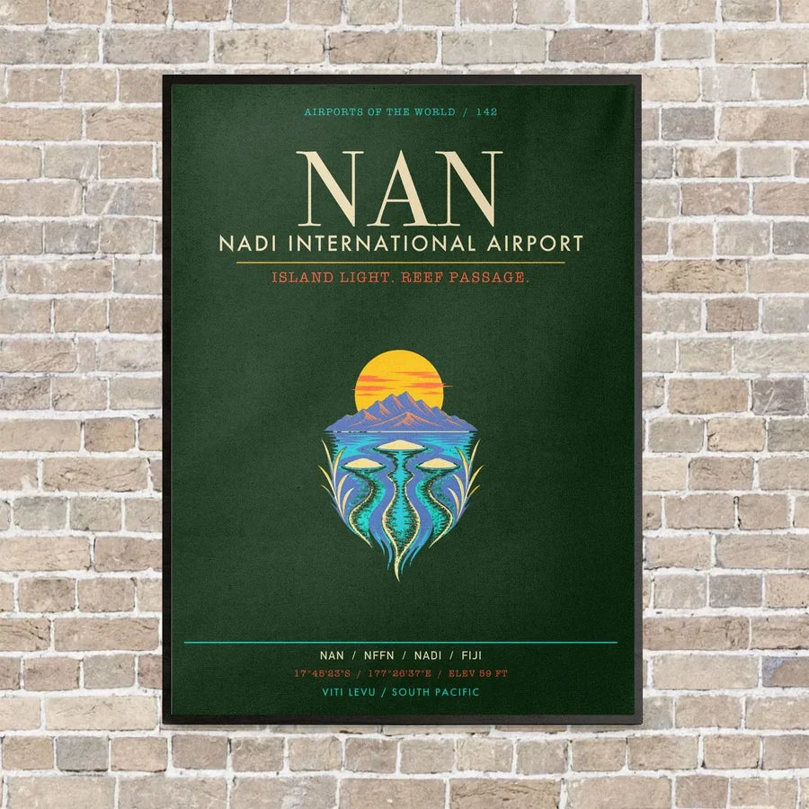 Nadi International Airport NAN - Canvas Framed - Dark Green