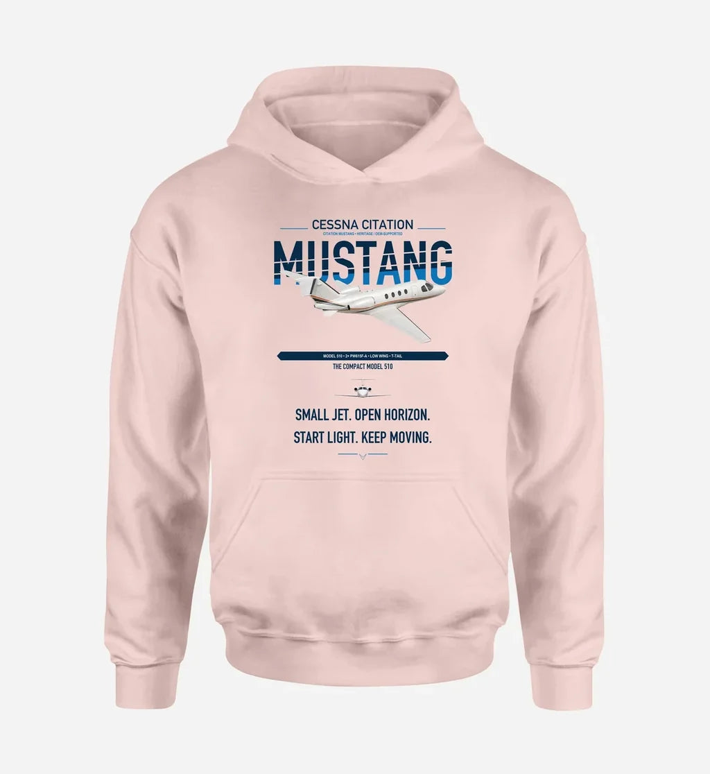 Cessna Citation Mustang design on pink double-side hoodie, single-side print
