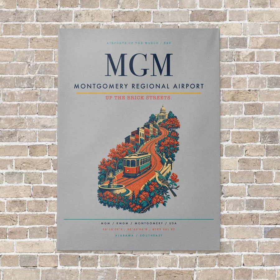 Montgomery Regional Airport MGM vertical canvas print - no frame - light gray background