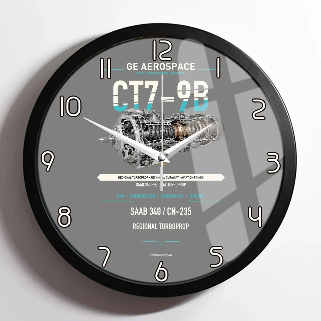 CT7-9B design on gray framed wall clock