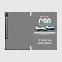Thumbnail for Beechcraft King Air C90 design on gray samsung tablet tablet case