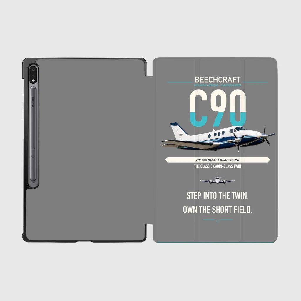 Beechcraft King Air C90 design on gray samsung tablet tablet case