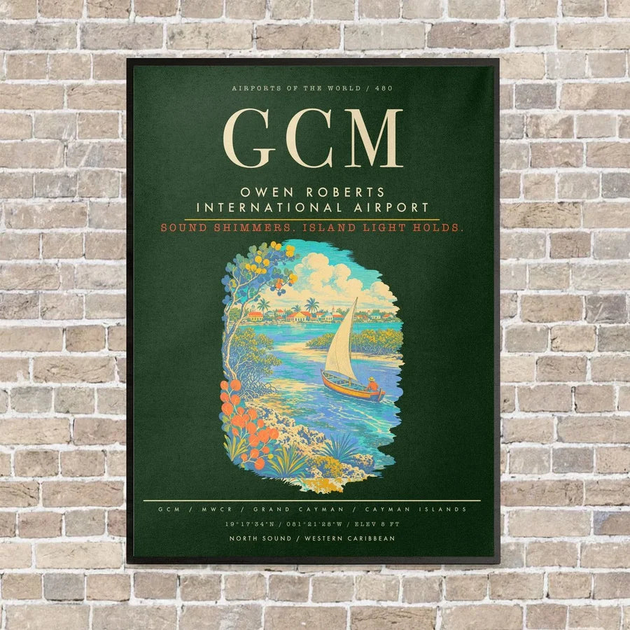 Owen Roberts International Airport GCM - Canvas Framed - Dark Green
